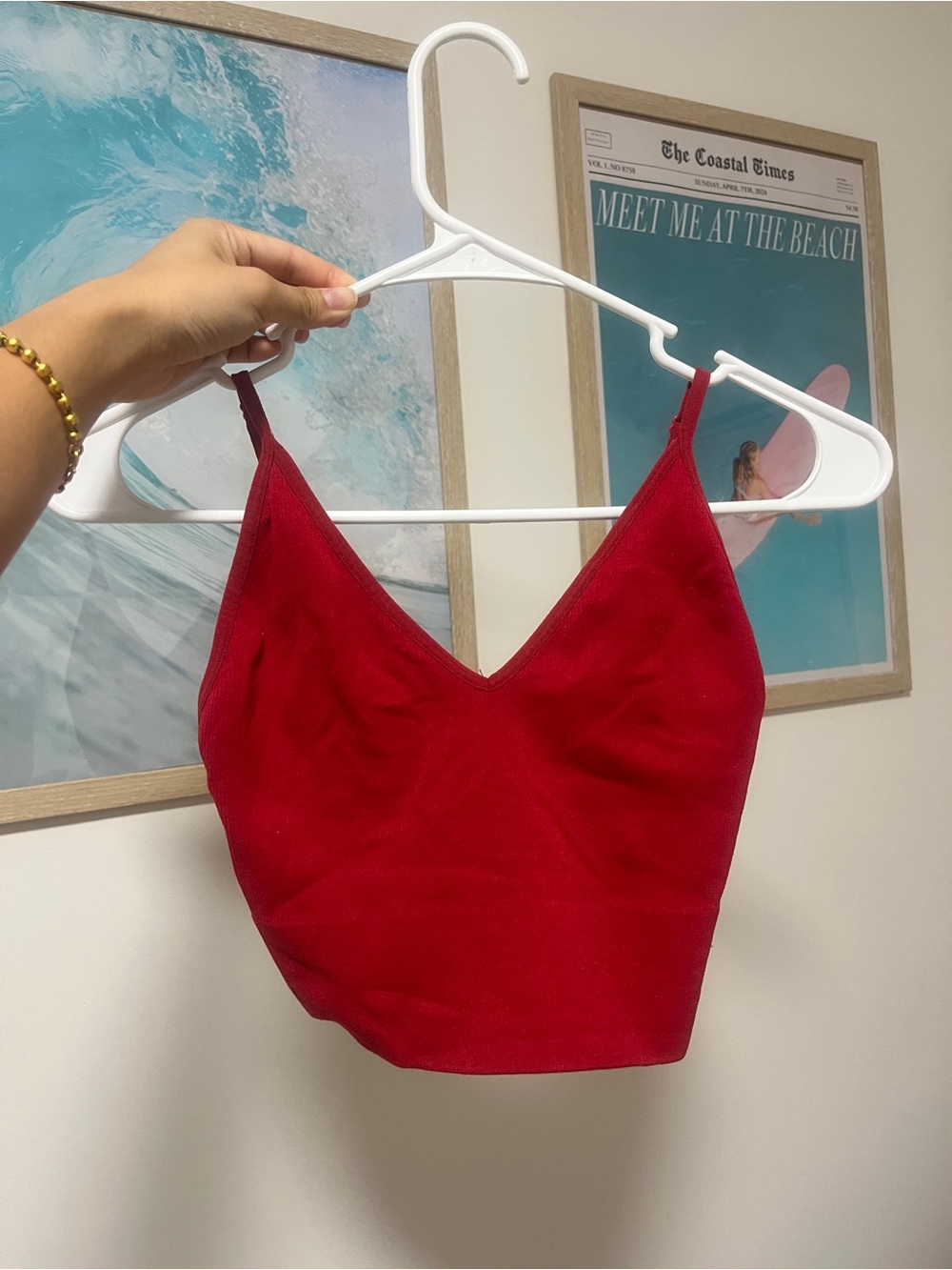NEW Vibrant Red V-Neck Crop Camisole with adjustable straps